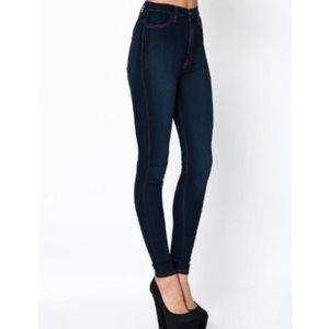 High waisted blue denim jeans